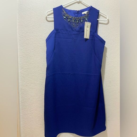 Shoshanna Royal Blue Beaded Neckline Sleeveless Dress New With Tags - Picture 1 of 8